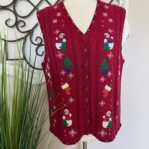 DESIGNERS ORIGINALS Size Medium Ugly Christmas Red Snowman Sweater Vest
